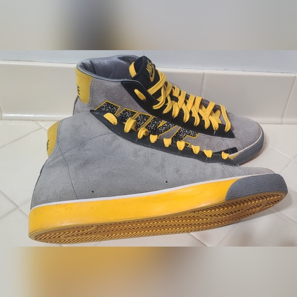 Nike Blazer High Cool Grey Yellow Men's Size 9.5 - Picture 5 of 9